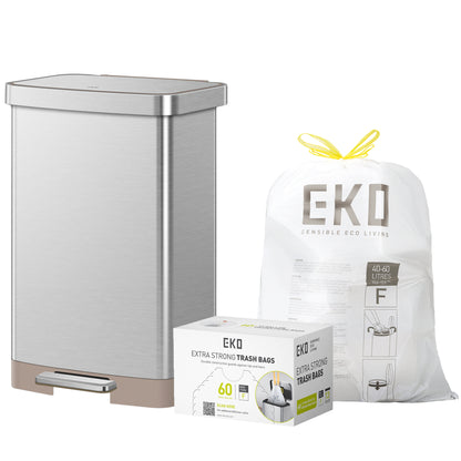 Combo Caja de 60 Bolsas + Bote de Basura con pedal Deluxe 50L EKO Hudson