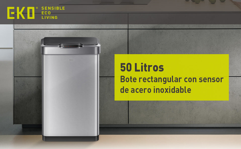 Bote de basura Inteligente con Sensor Automatico 50L con tapa EKO Mirage