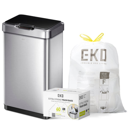 Combo Caja de 60 Bolsas + Bote de basura Inteligente con Sensor Automatico 50L EKO Mirage