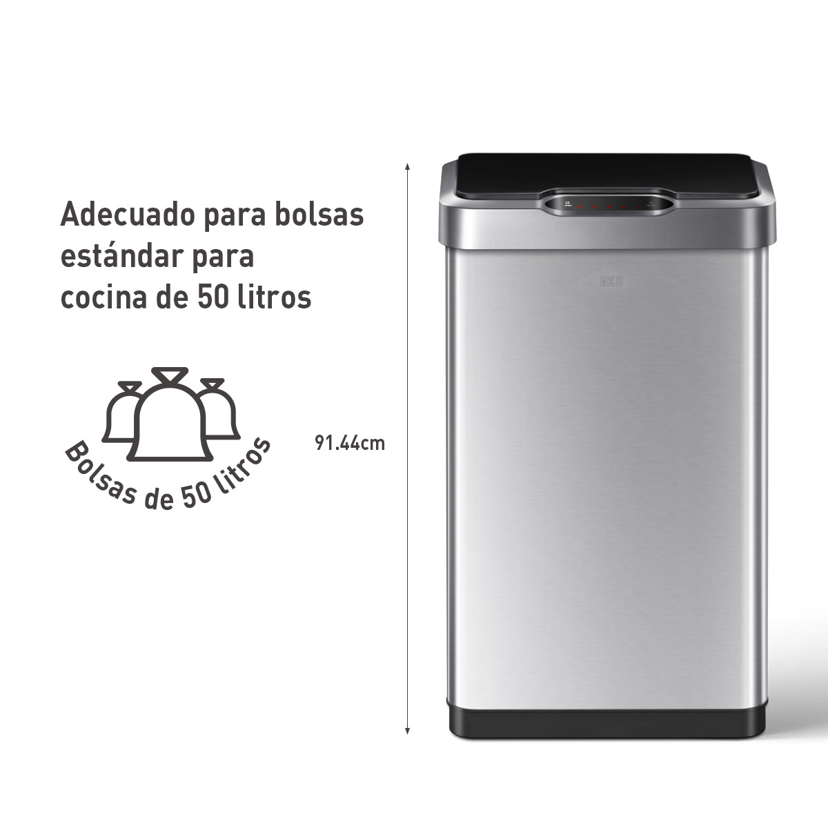 Bote de basura Inteligente con Sensor Automatico 50L con tapa EKO Mirage