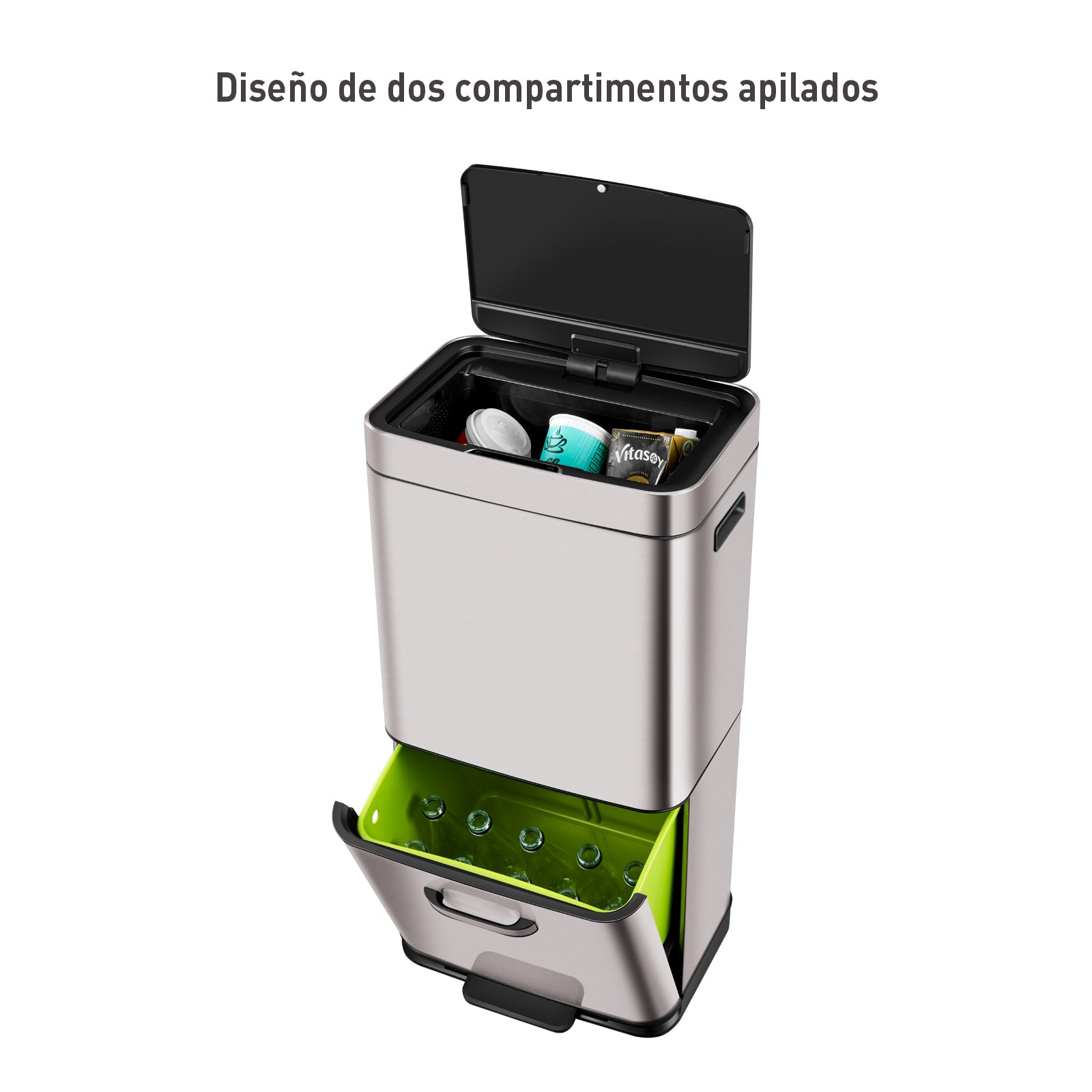 Bote de basura inteligente con Sensor Automatico 60L reciclaje EKO Himalaya