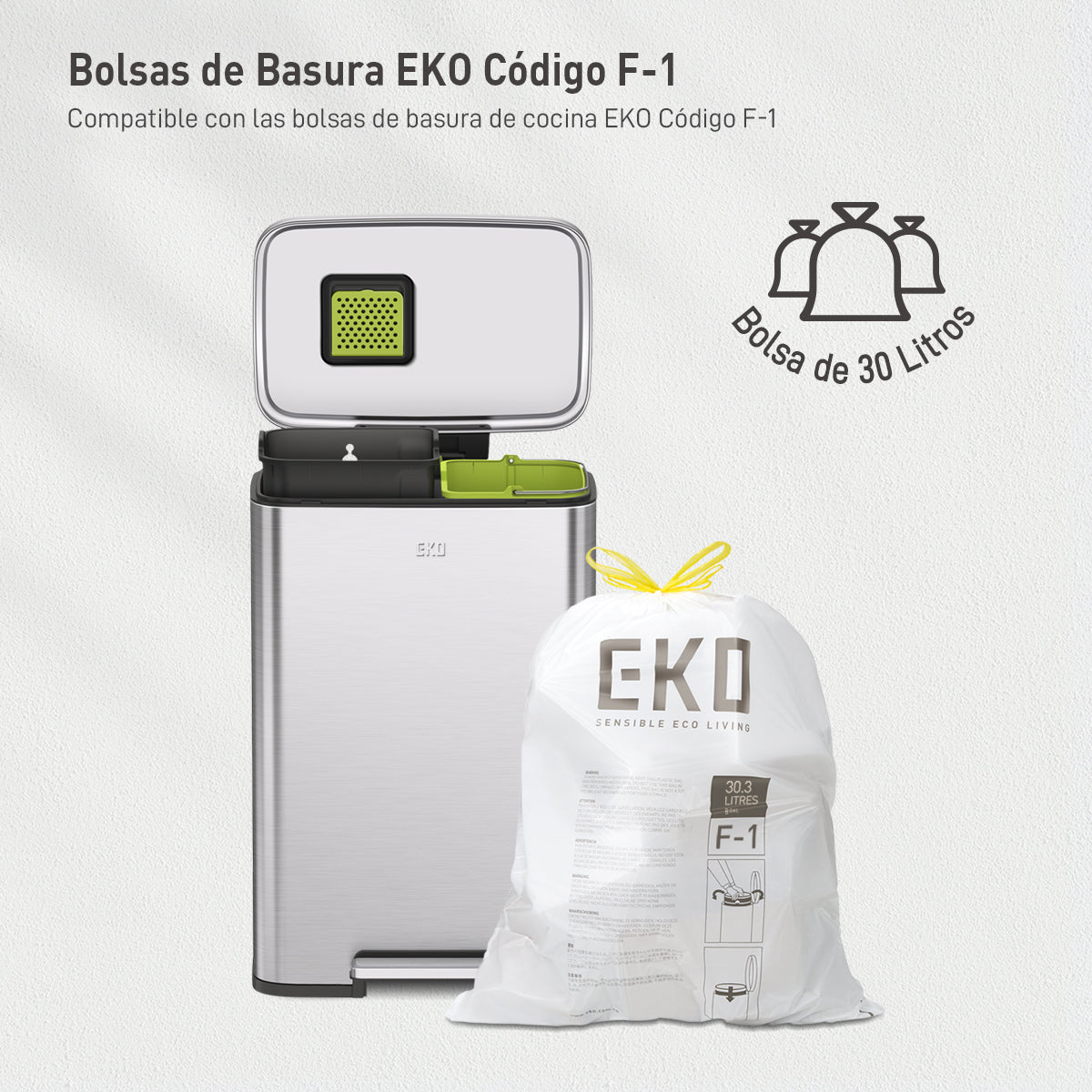 Bote de basura cocina Recycler 25+20L EKO Madison