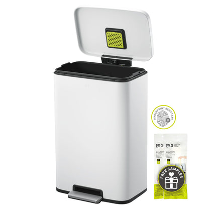 Bote de basura blanco con tapa 50L EKO Madison