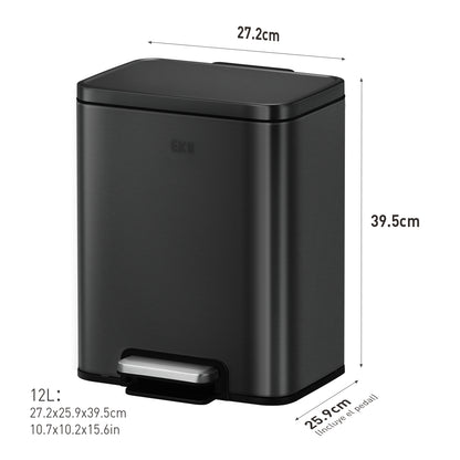 Bote de basura Negro con pedal 12L EKO Madison