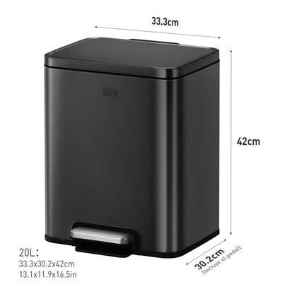 Bote de basura Negro con pedal 20L EKO Madison