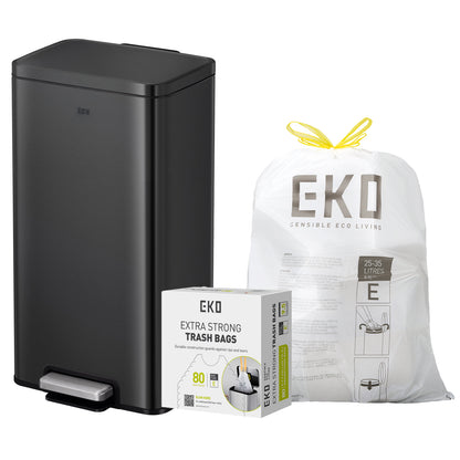 Combo Caja con 80 Bolsas + Bote de basura Negro con pedal 30L EKO Madison