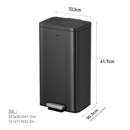 Bote de basura Negro con pedal 30L EKO Madison