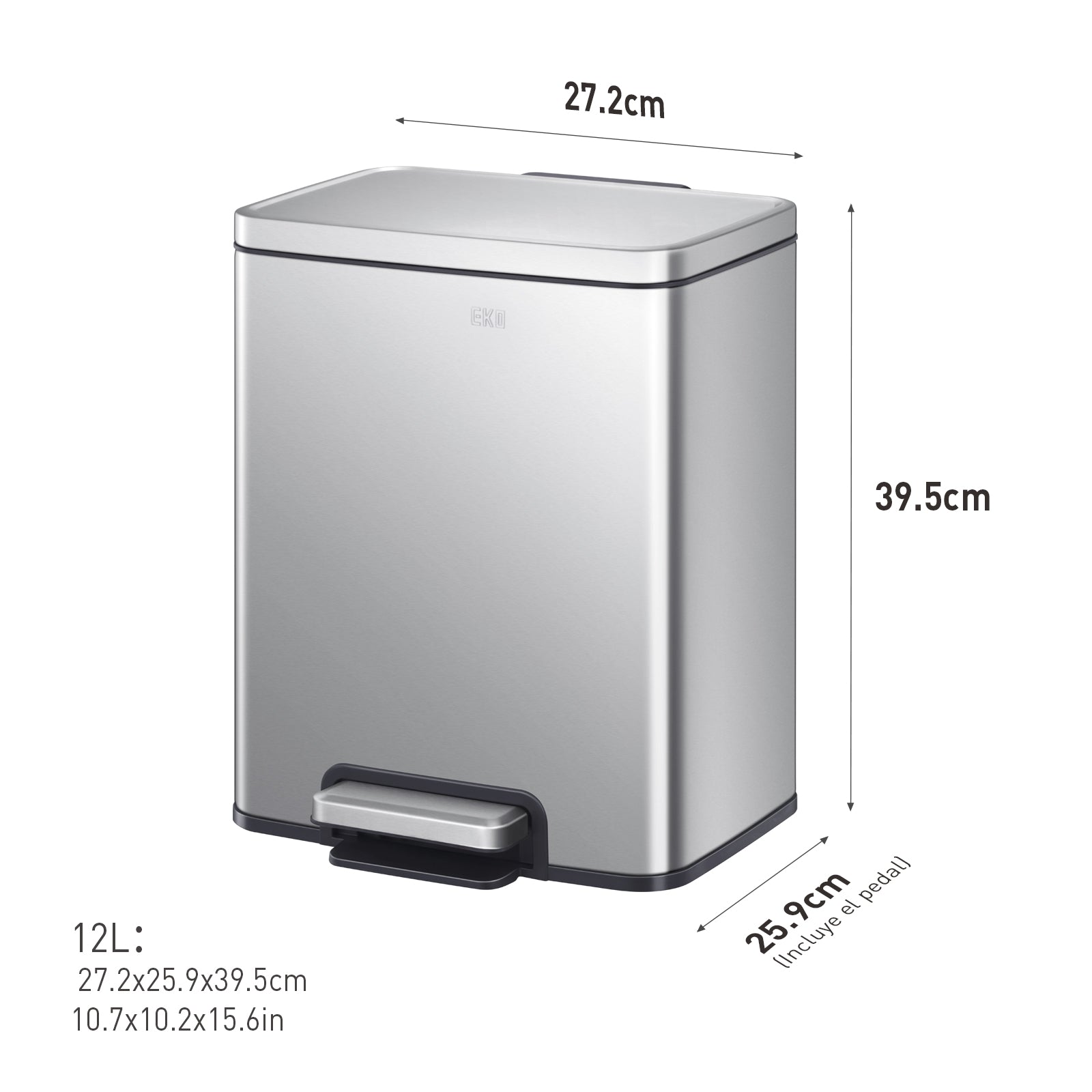 Bote de basura con pedal 12L EKO Madison