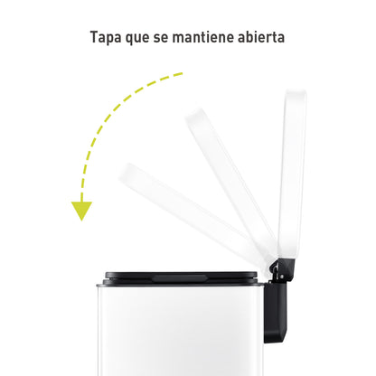 Bote de basura blanco con tapa 30L EKO Madison