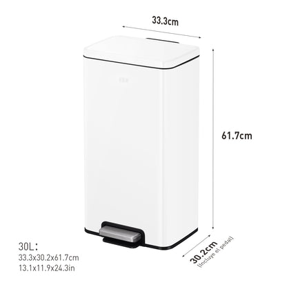 Bote de basura blanco con tapa 30L EKO Madison