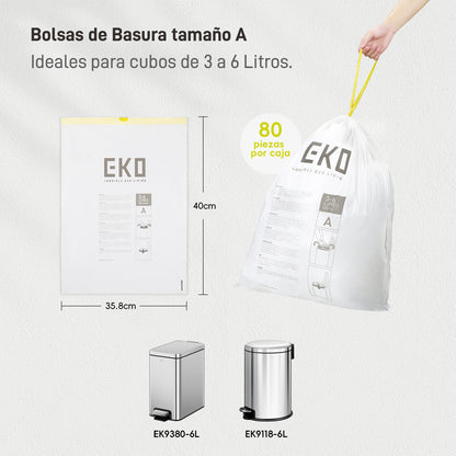 Bolsas  Bote De Basura 3-6 Litros Tamaño A 80 Bolsas EKO