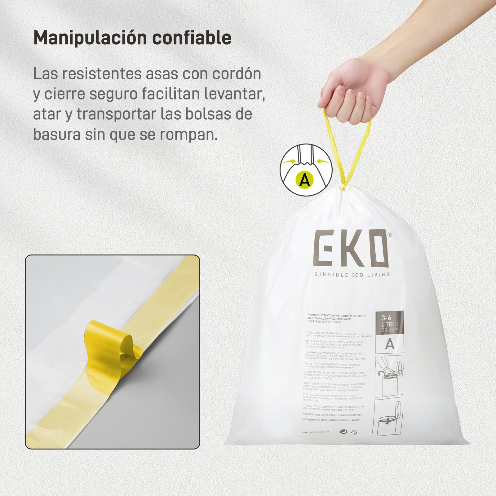 Bolsas  Bote De Basura 3-6 Litros Tamaño A 80 Bolsas EKO