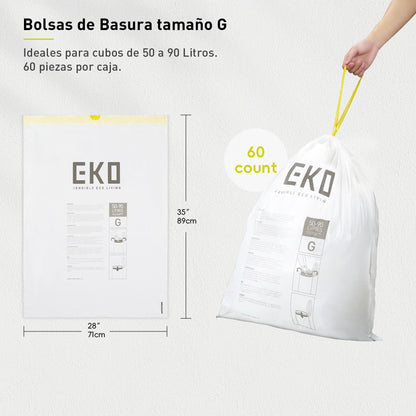Bolsas  Bote De Basura 50-90 Litros Tamaño G. 60 Bolsas EKO