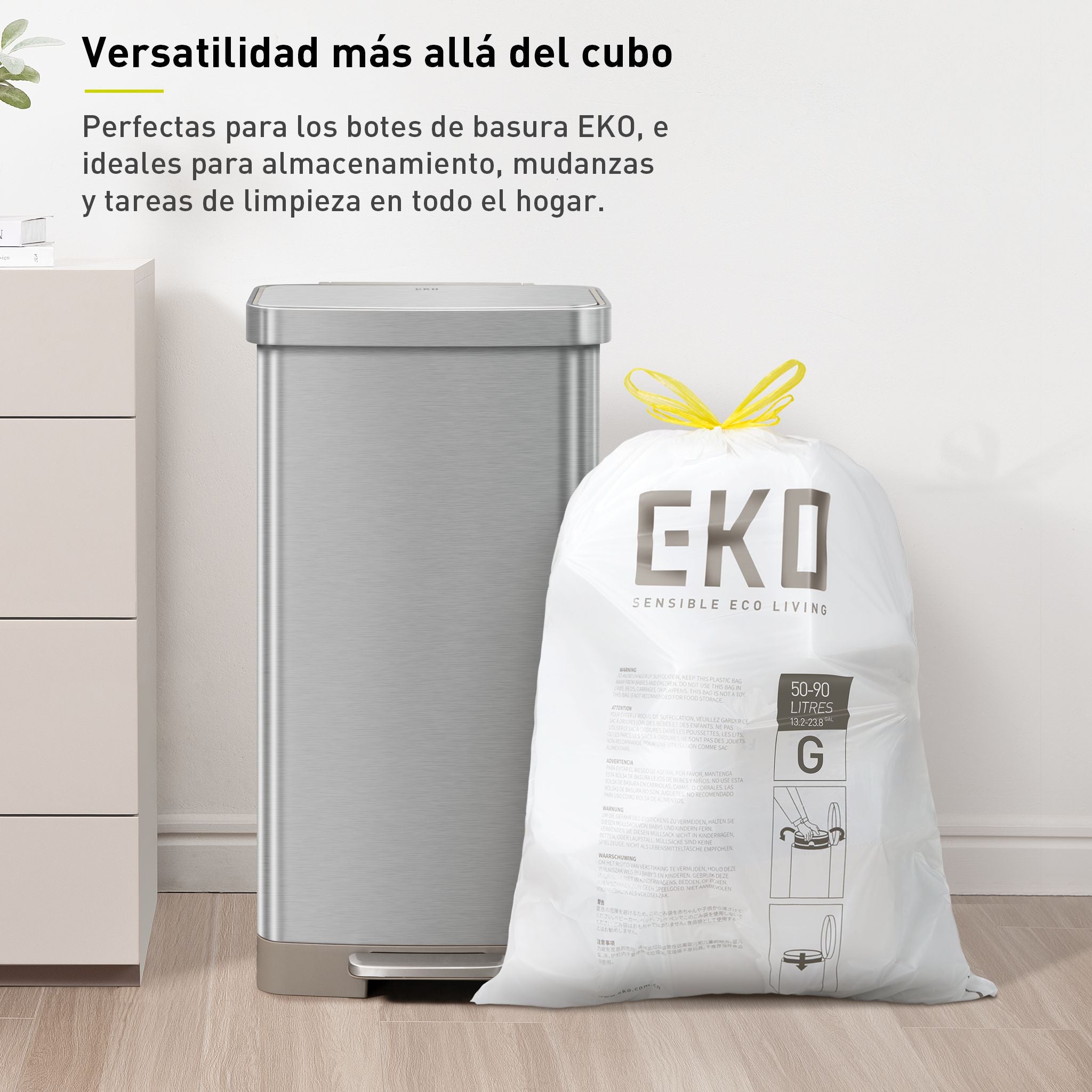 Bolsas  Bote De Basura 50-90 Litros Tamaño G. 60 Bolsas EKO