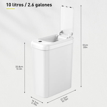 Bote de Basura Automático Slim 10 L con Sensor de Movimiento y Luz para Uso Nocturno