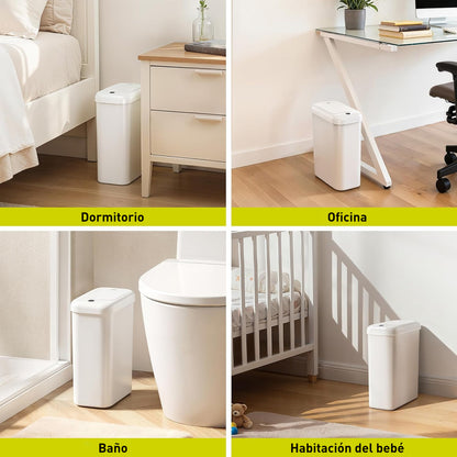 Bote de Basura Automático Slim 10 L con Sensor de Movimiento y Luz para Uso Nocturno