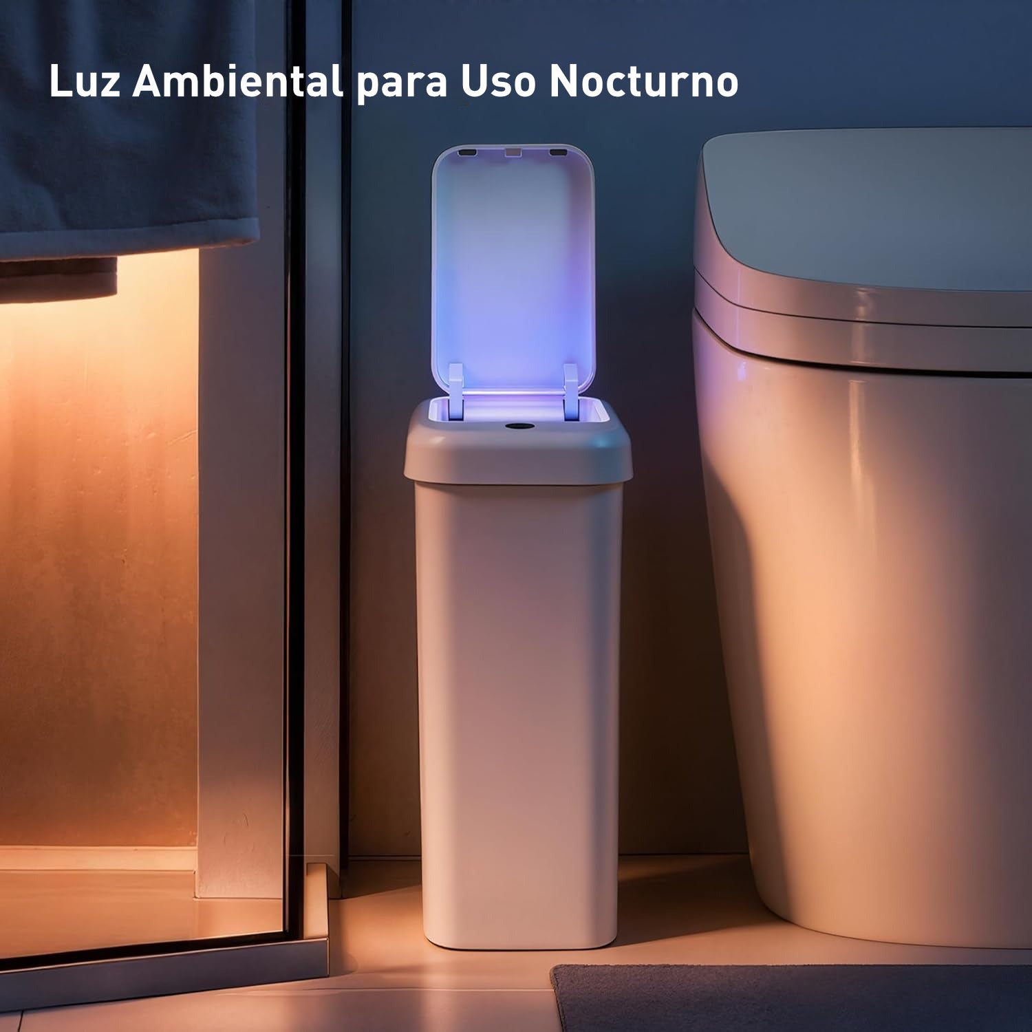 Bote de Basura Automático Slim 10 L con Sensor de Movimiento y Luz para Uso Nocturno