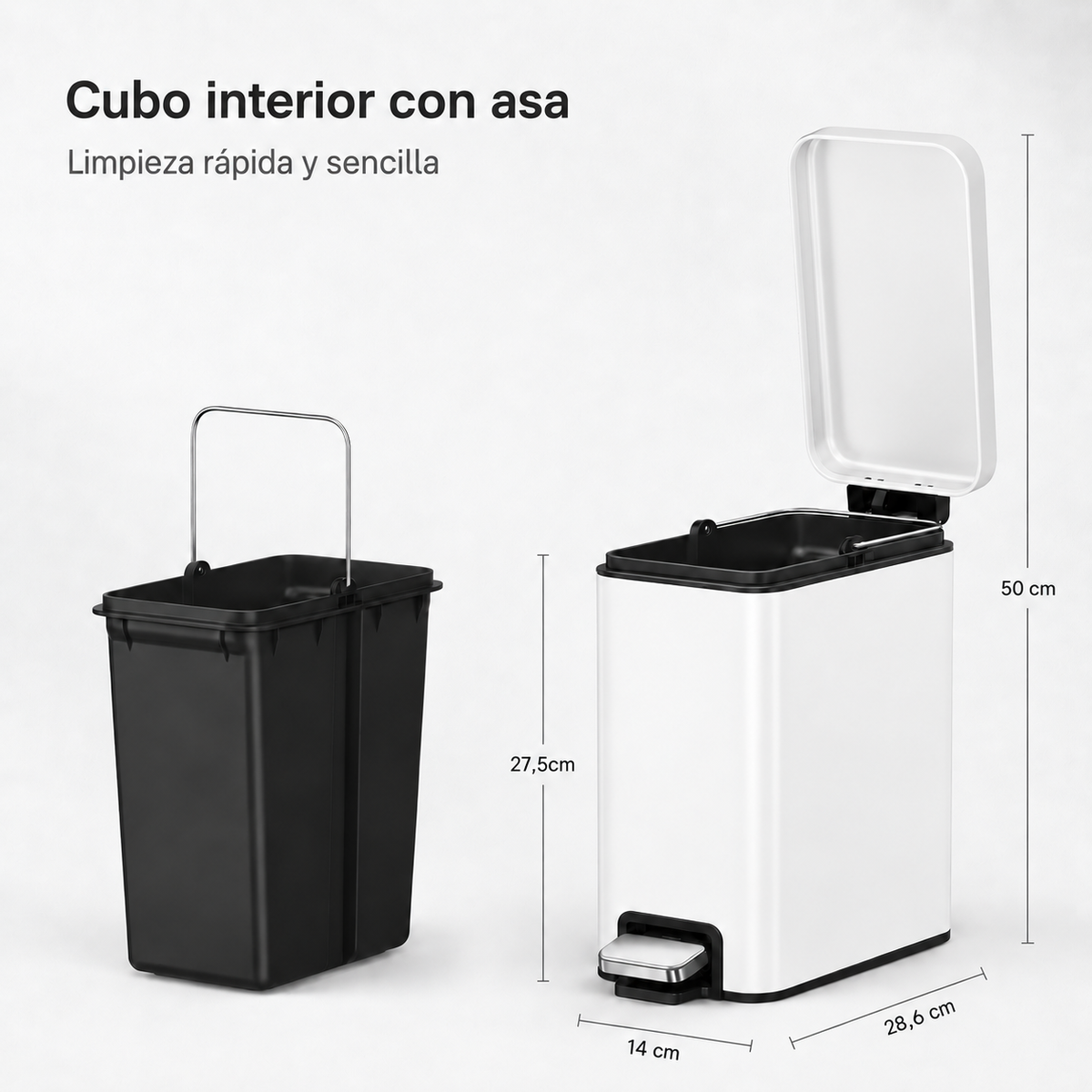 EKO Genie Bote de basura con pedal 5L Blanco
