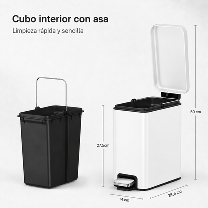 EKO Genie Bote de basura con pedal 5L Blanco