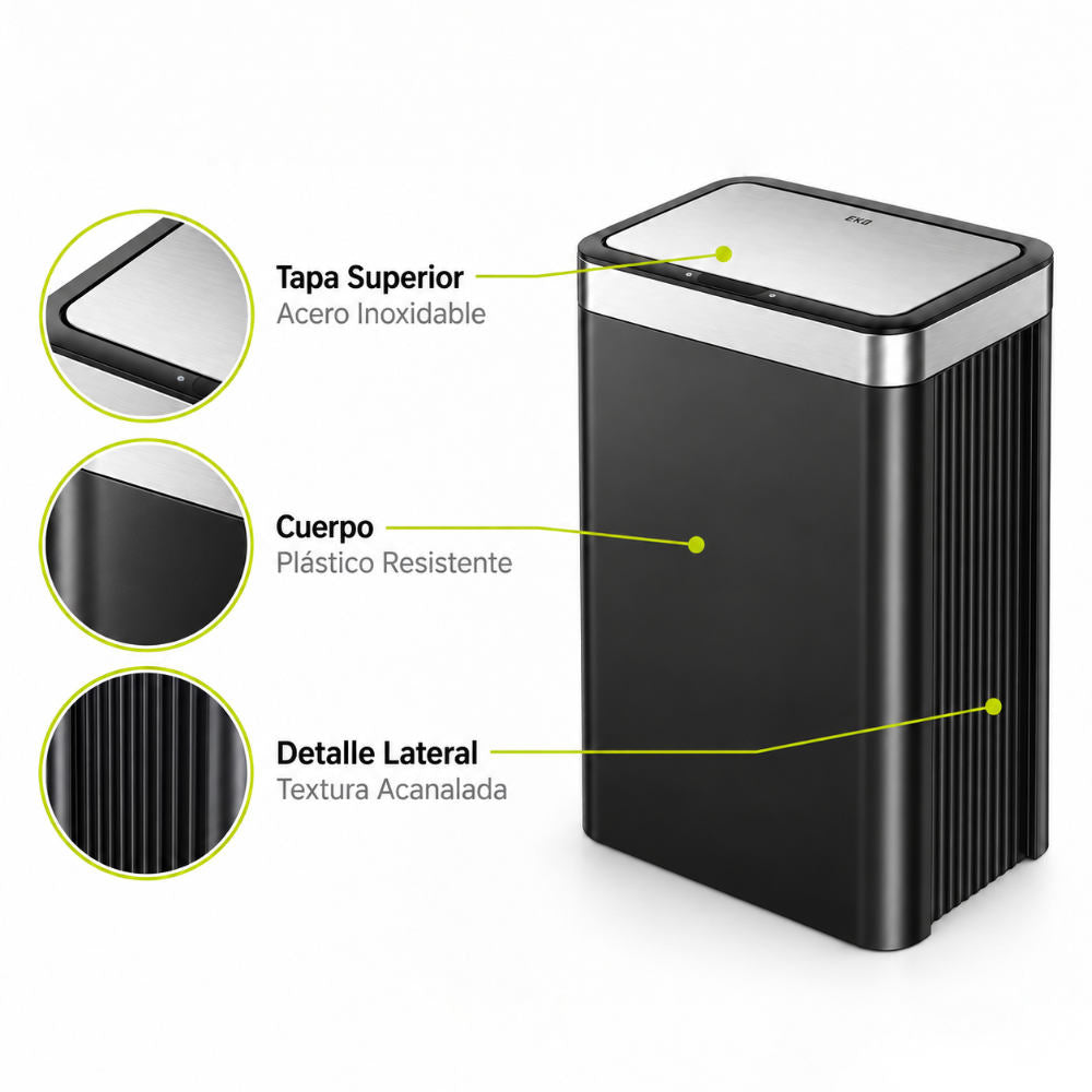 EKO Econova Resin Cubo de Basura con Sensor 50 L Negro