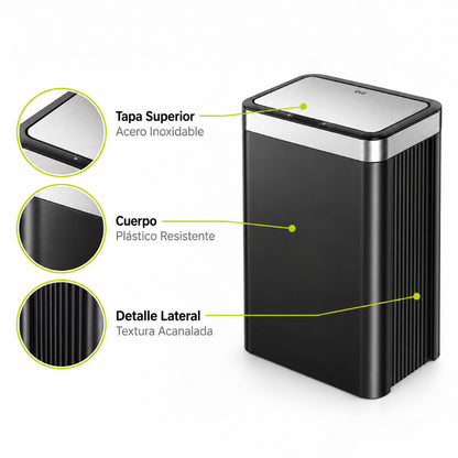 EKO Econova Resin Cubo de Basura con Sensor 50 L Negro