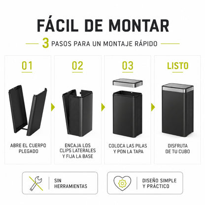 EKO Econova Resin Cubo de Basura con Sensor 50 L Negro