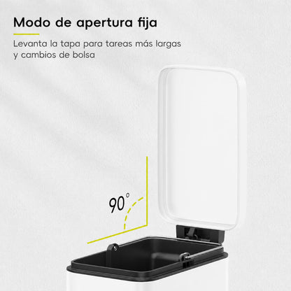 EKO Genie Bote de basura con pedal 5L Blanco