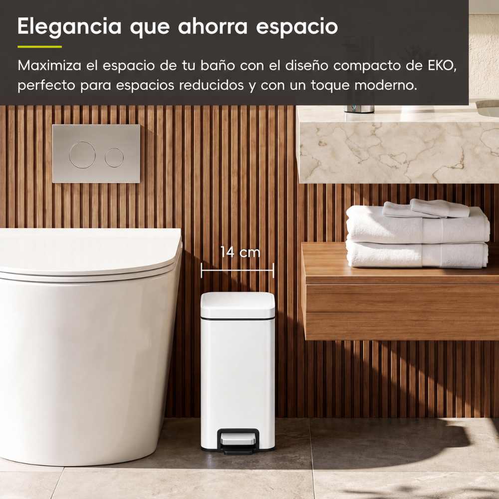 EKO Genie Bote de basura con pedal 5L Blanco