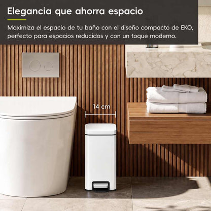 EKO Genie Bote de basura con pedal 5L Blanco