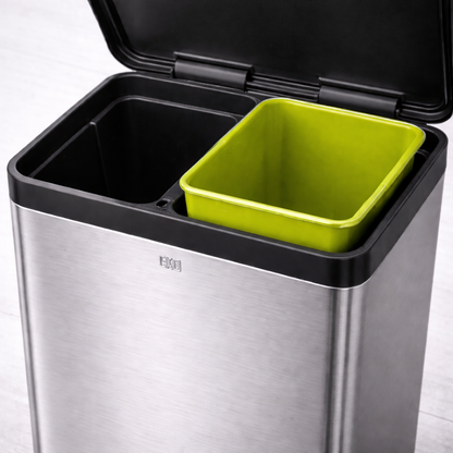Bote de Basura 20L+20L Essential Plata Recycler 2 en 1