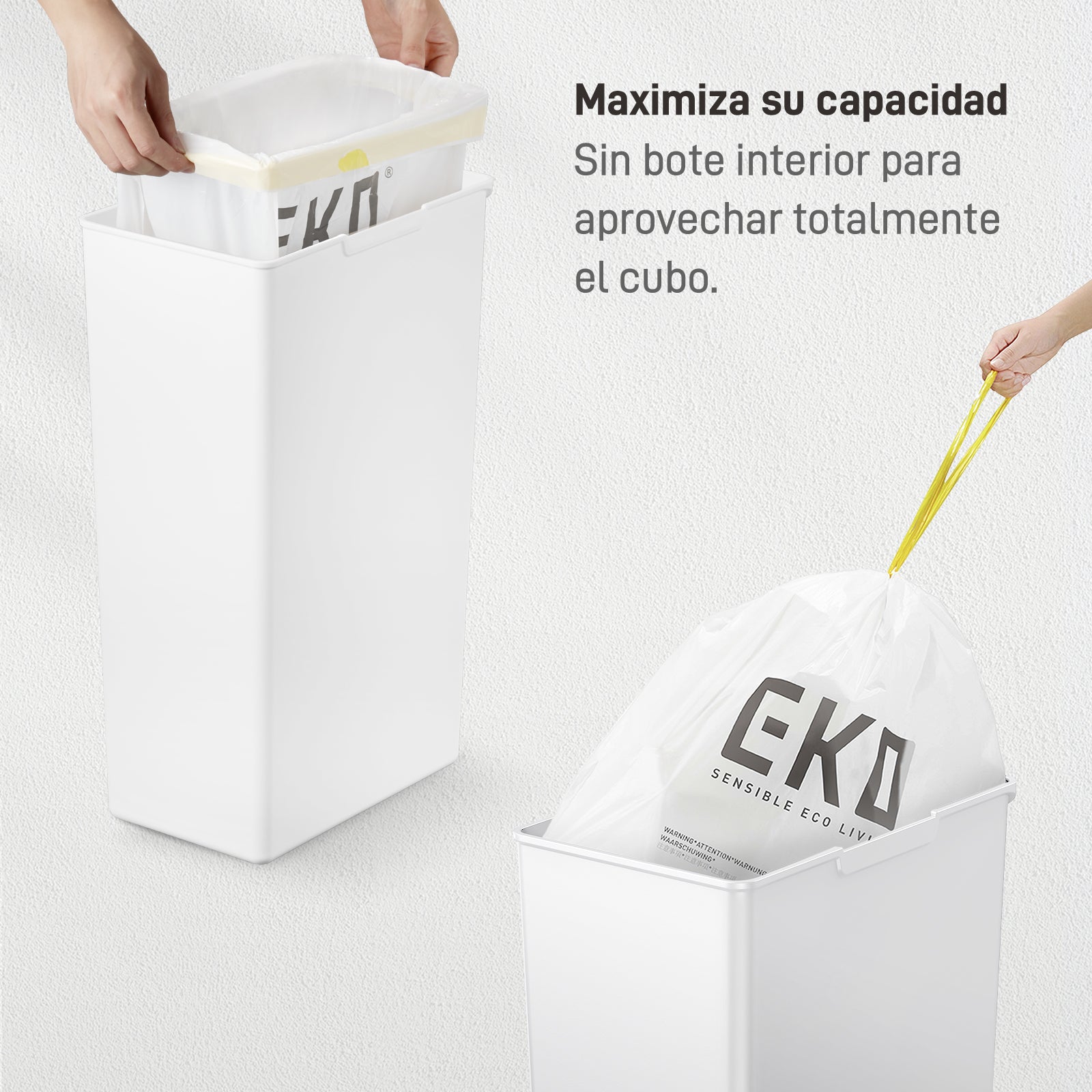 Combo Caja de 80 Bolsas + Bote de basura 30L EKO Morandi