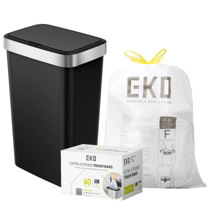 Combo Caja de 60 Bolsas + Bote de basura Sensor Aro Metal 50L EKO Hana