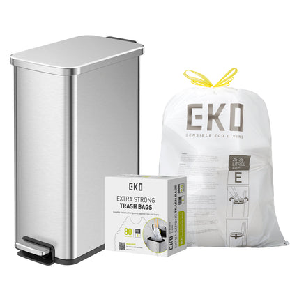 Combo Caja con 80 Bolsas + Bote de basura con pedal 30L EKO Titus