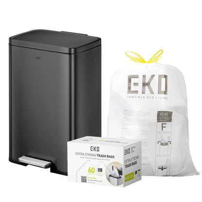 Combo Caja de 60 Bolsas + Bote de basura Negro con pedal 50L EKO Madison