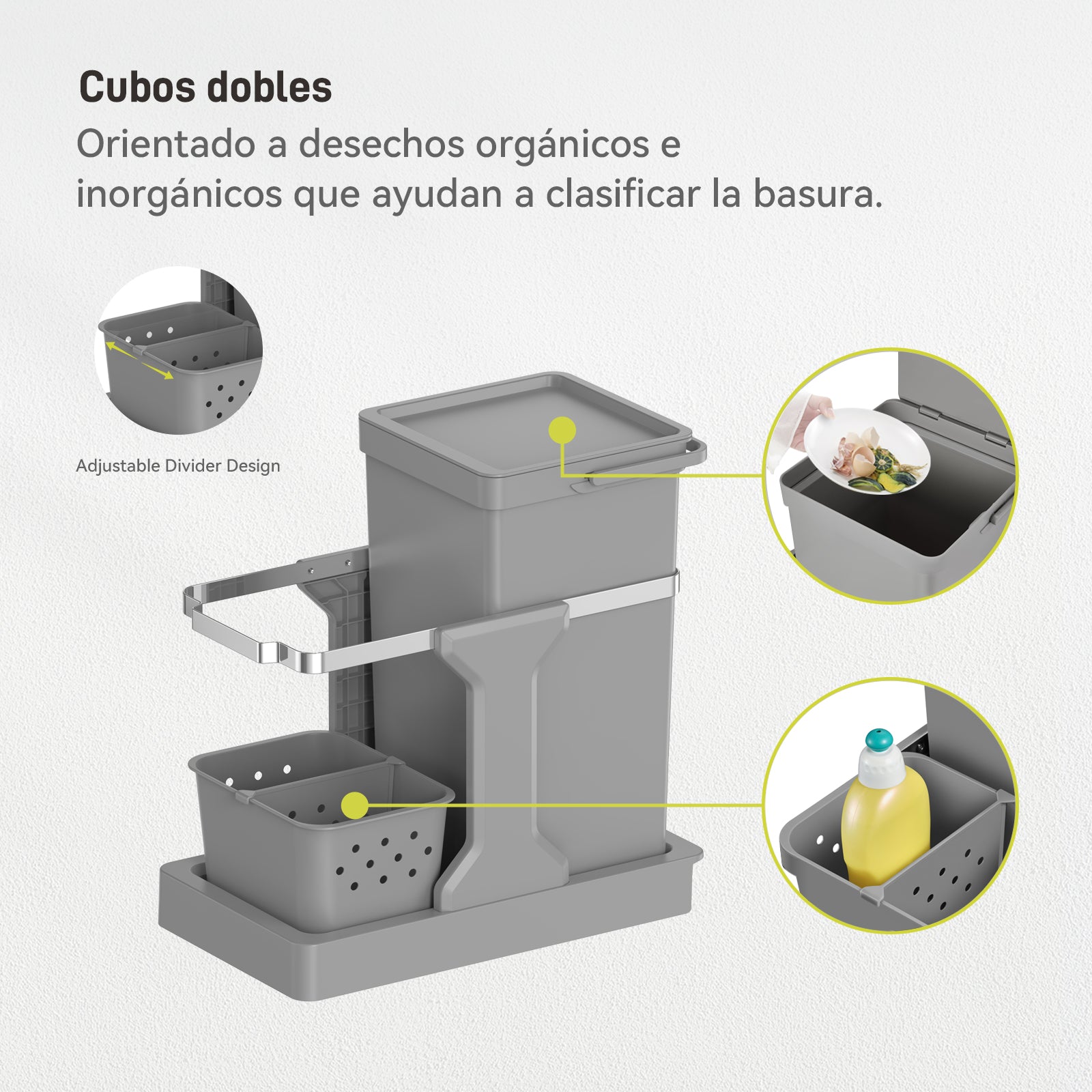 Bote de basura Extraible 20L+4L EKO Bajo Fregadero