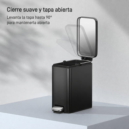 EKO Genie Bote de basura con pedal 5L Negro