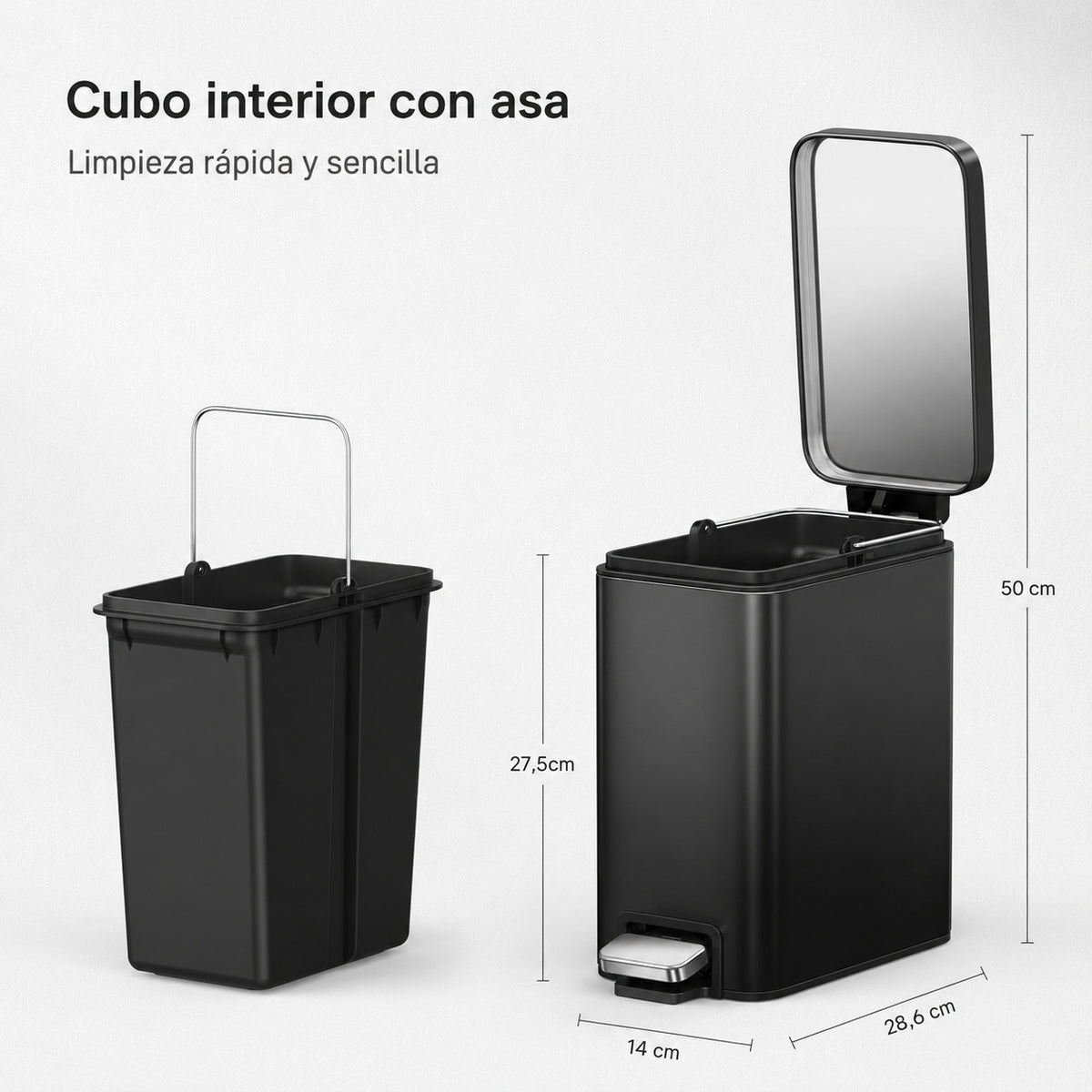EKO Genie Bote de basura con pedal 5L Negro