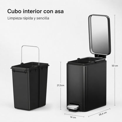 EKO Genie Bote de basura con pedal 5L Negro