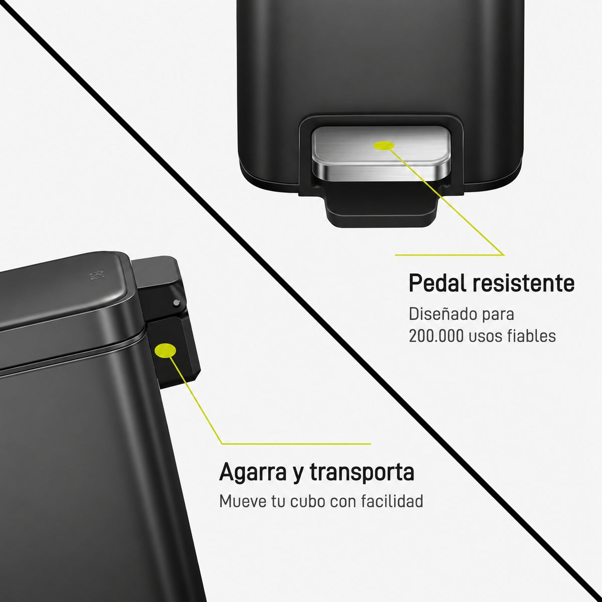 EKO Genie Bote de basura con pedal 5L Negro