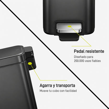 EKO Genie Bote de basura con pedal 5L Negro