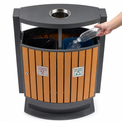 EKO - Cubo con Apertura Superior 39 L + 39 L Efecto madera