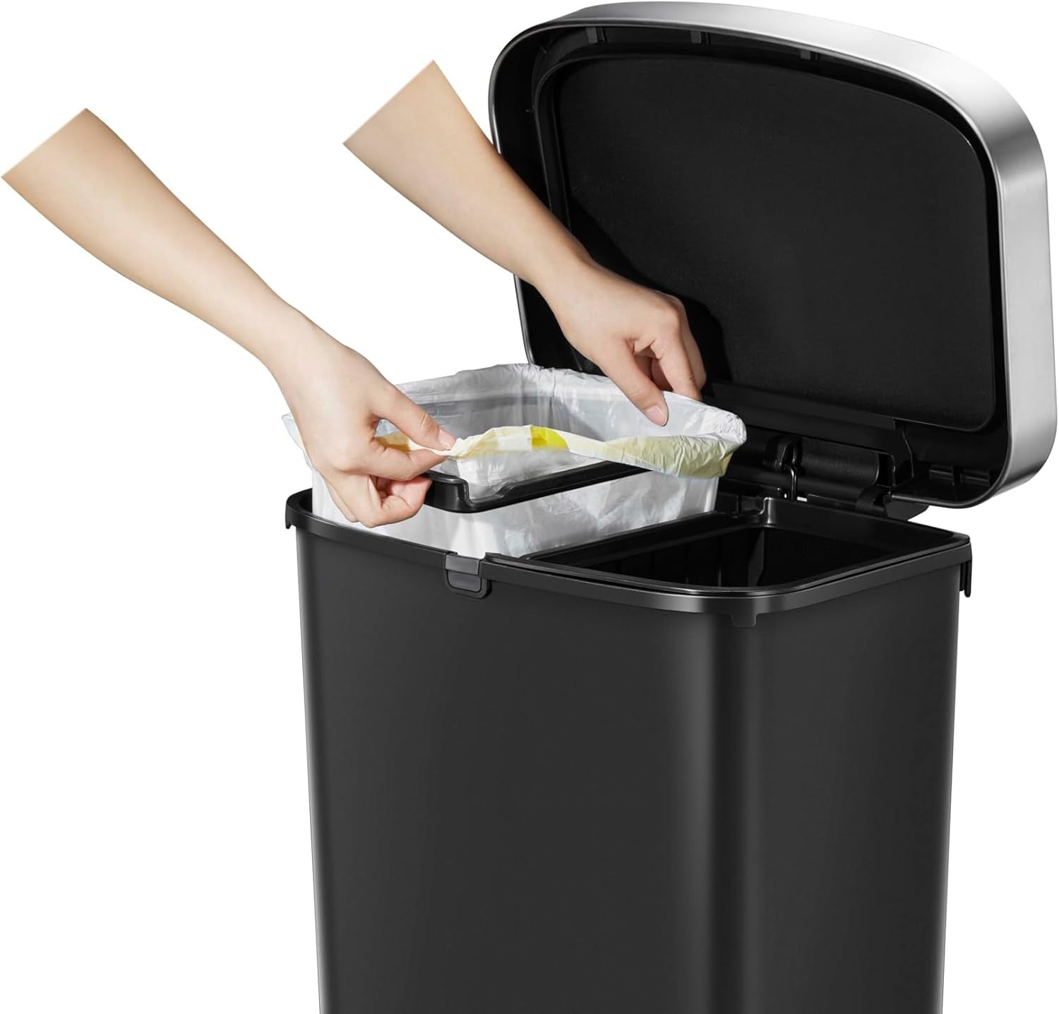 EKO - Hana - Bote de Basura para Reciclaje con Pedal 25 L + 25 L Negro