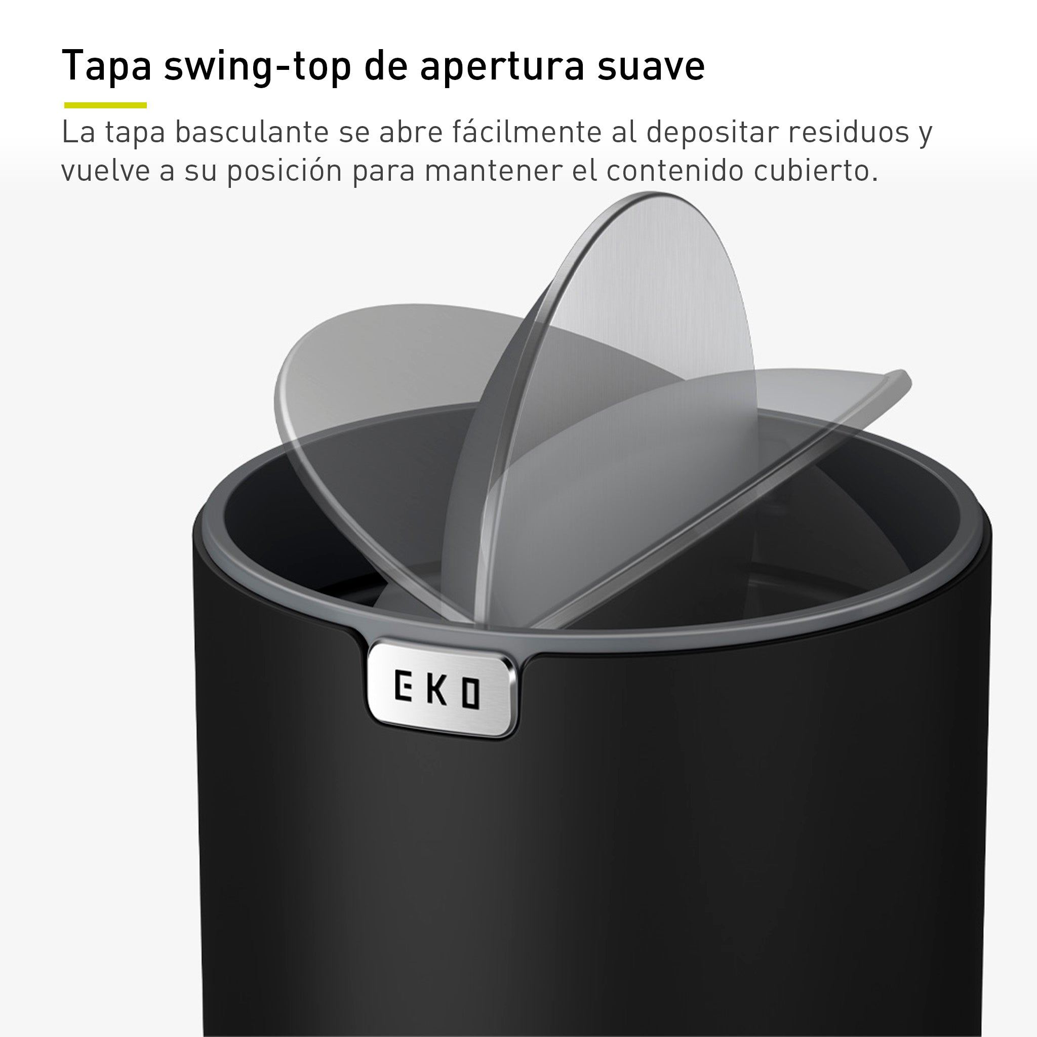 EKO - Fandy - Bote de Basura Pequeño 2,2 L Negro