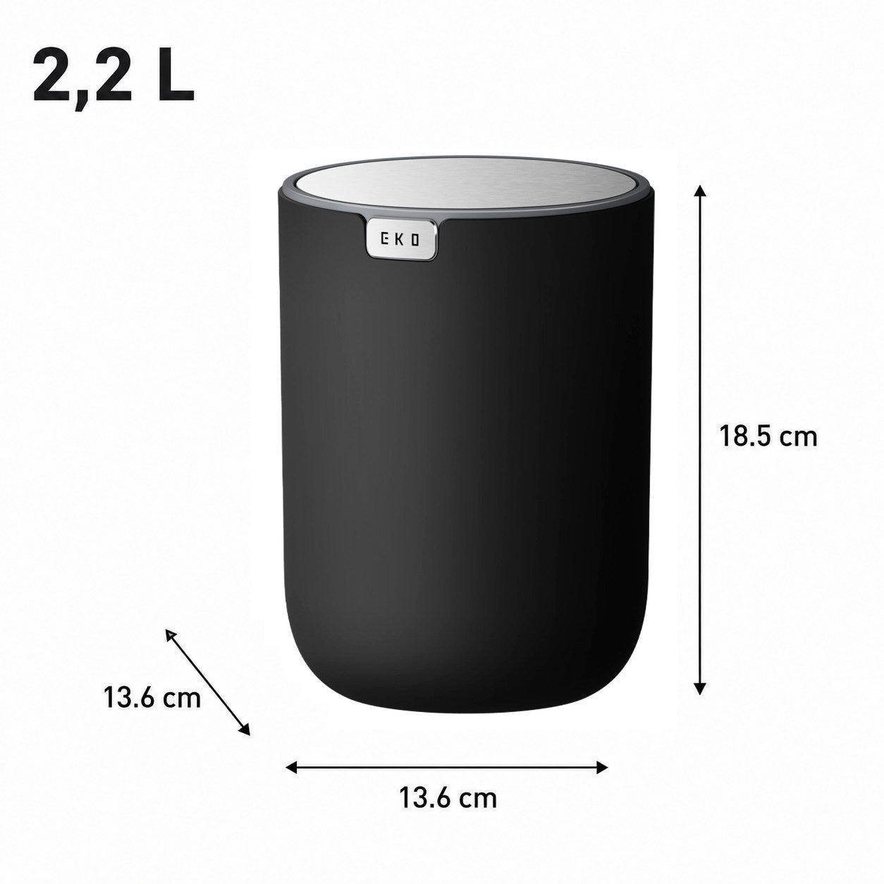 EKO - Fandy - Bote de Basura Pequeño 2,2 L Negro