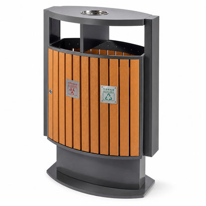 EKO - Cubo con Apertura Superior 39 L + 39 L Efecto madera