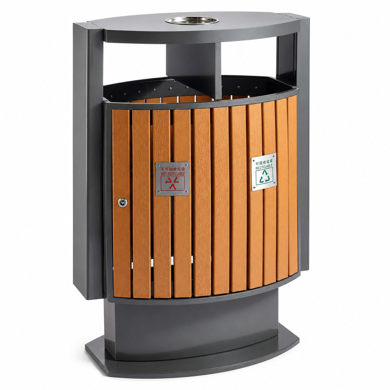 EKO - Cubo con Apertura Superior 39 L + 39 L Efecto madera