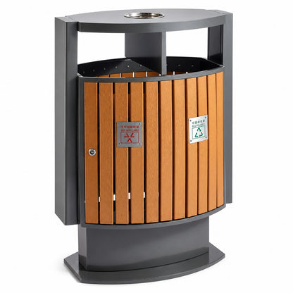 EKO - Cubo con Apertura Superior 39 L + 39 L Efecto madera