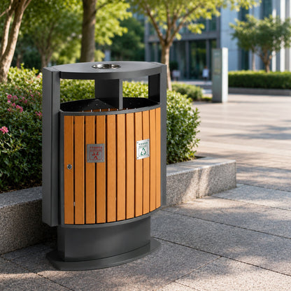 EKO - Cubo con Apertura Superior 39 L + 39 L Efecto madera