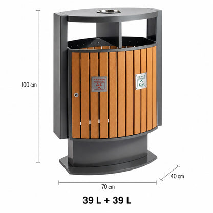 EKO - Cubo con Apertura Superior 39 L + 39 L Efecto madera