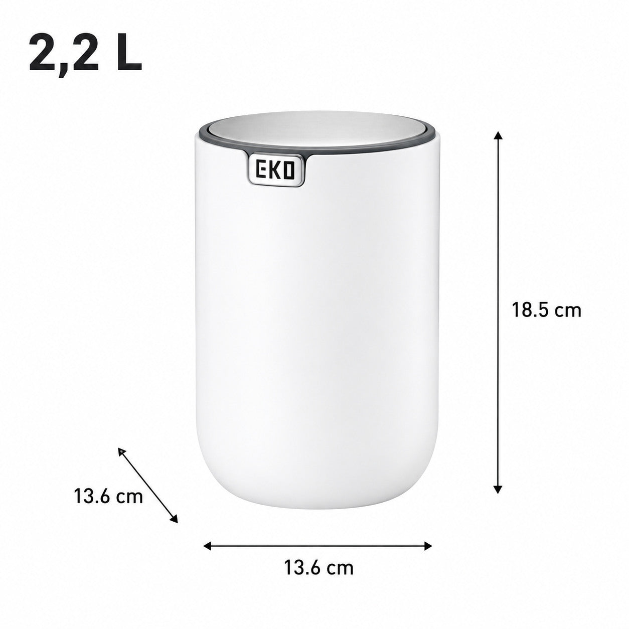 EKO - Fandy - Bote de Basura Pequeño 2,2 L Blanco